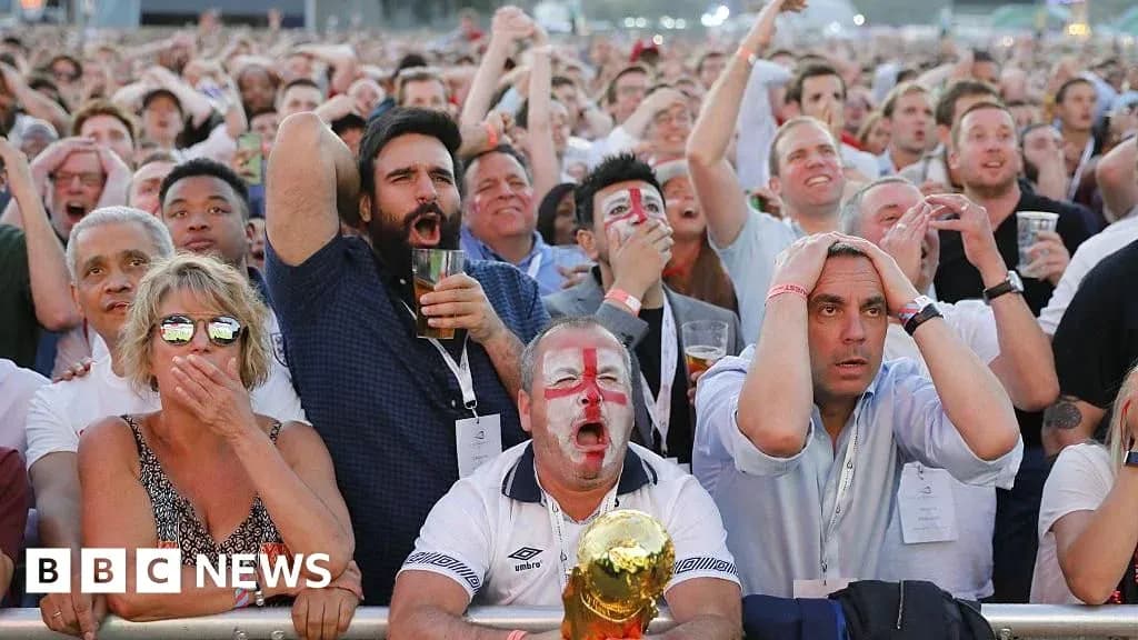 Football fans reacting during a live match viewing Football fans reacting during a live match viewing