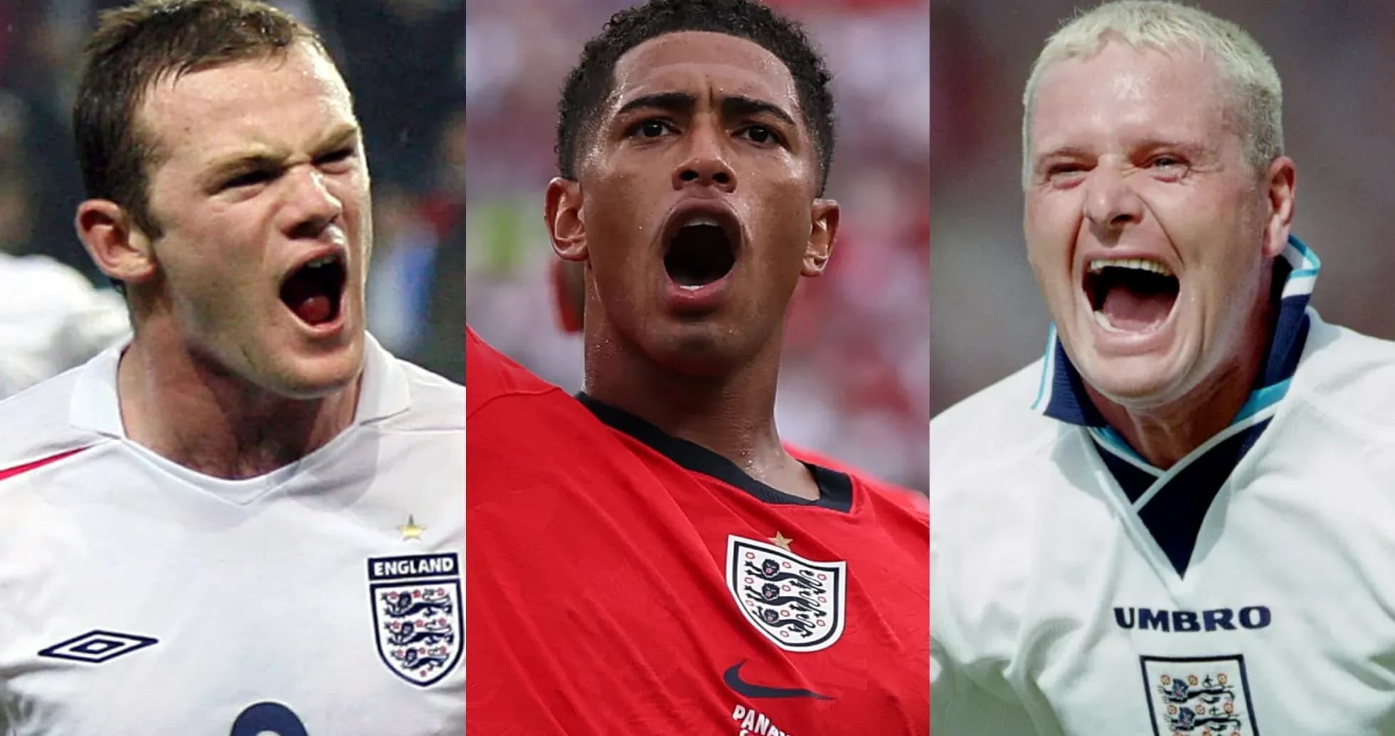 Three England players celebrating during matches Three England players celebrating during matches