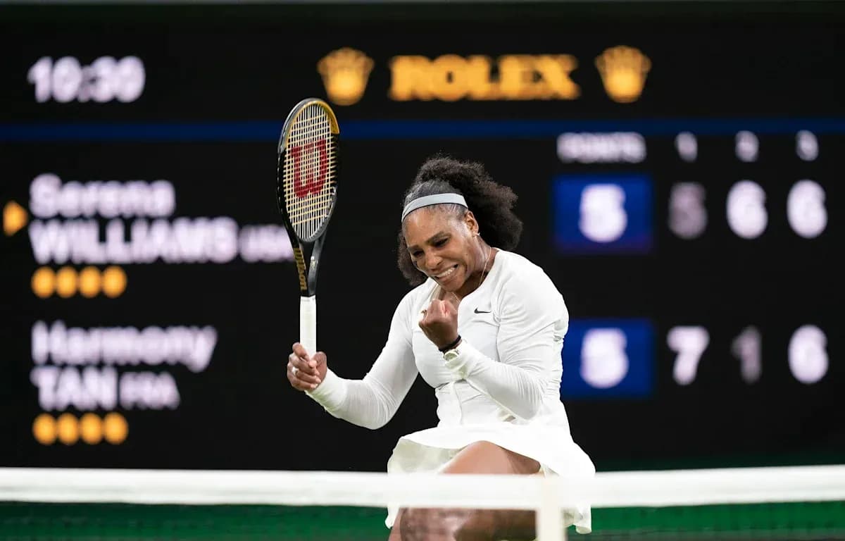 Serena Williams celebrating during tennis match Serena Williams celebrating during tennis match