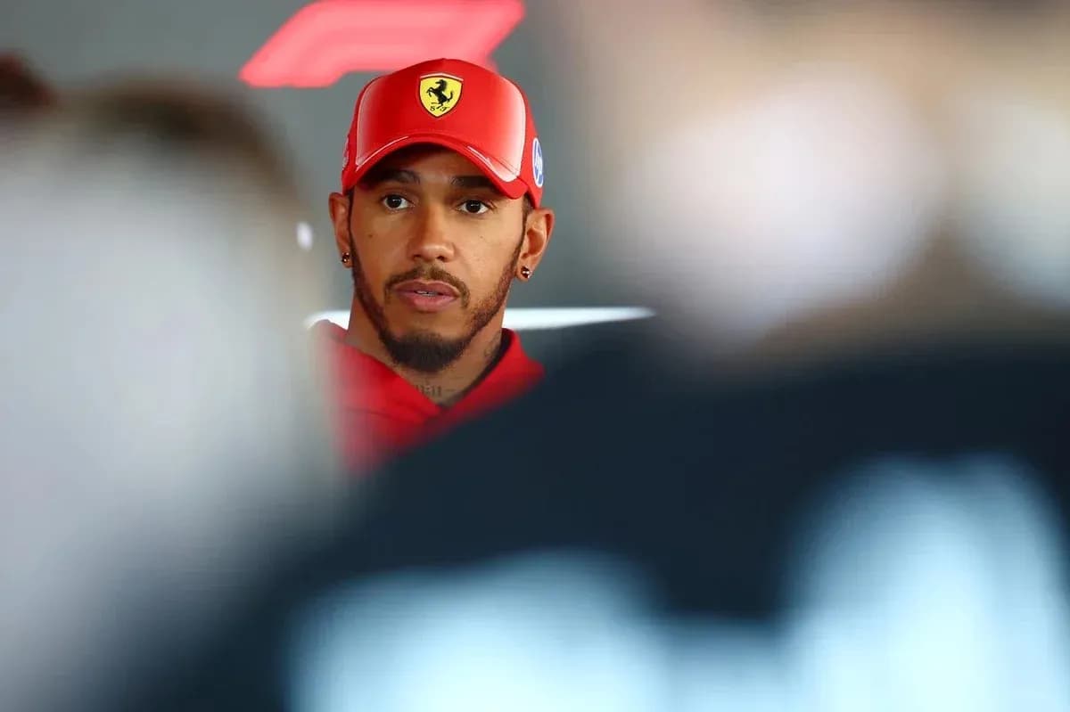 Lewis Hamilton speaking at a press conference Lewis Hamilton speaking at a press conference