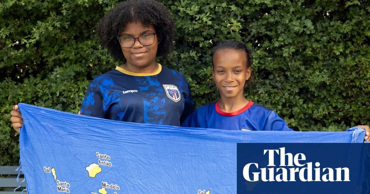Two children holding a map of Cape Verde islands Two children holding a map of Cape Verde islands