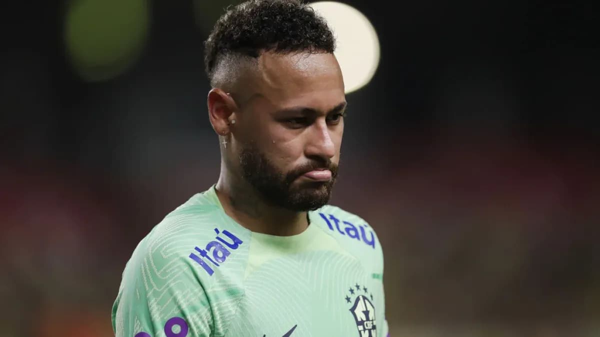 Neymar wearing Brazil kit during match Neymar wearing Brazil kit during match