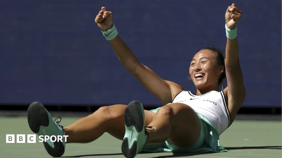 Tennis player celebrating on the court after match Tennis player celebrating on the court after match
