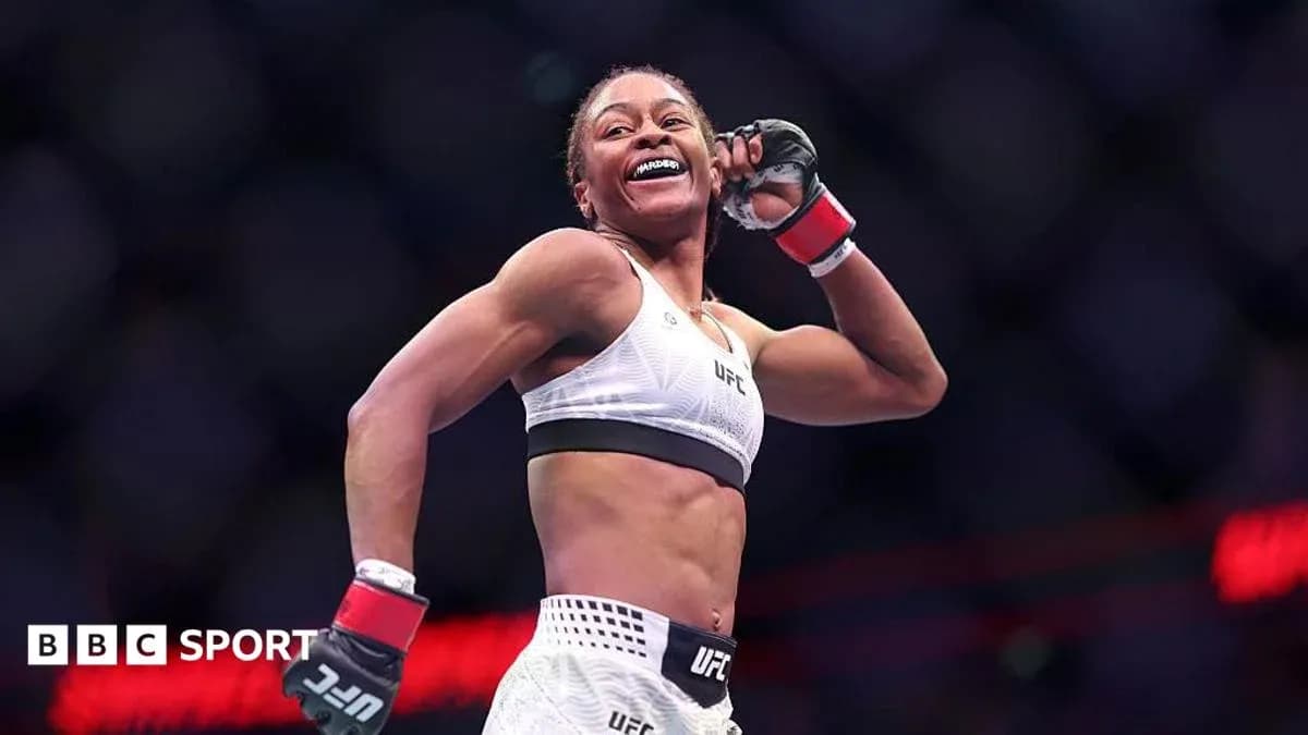 UFC fighter celebrating victory in the octagon UFC fighter celebrating victory in the octagon