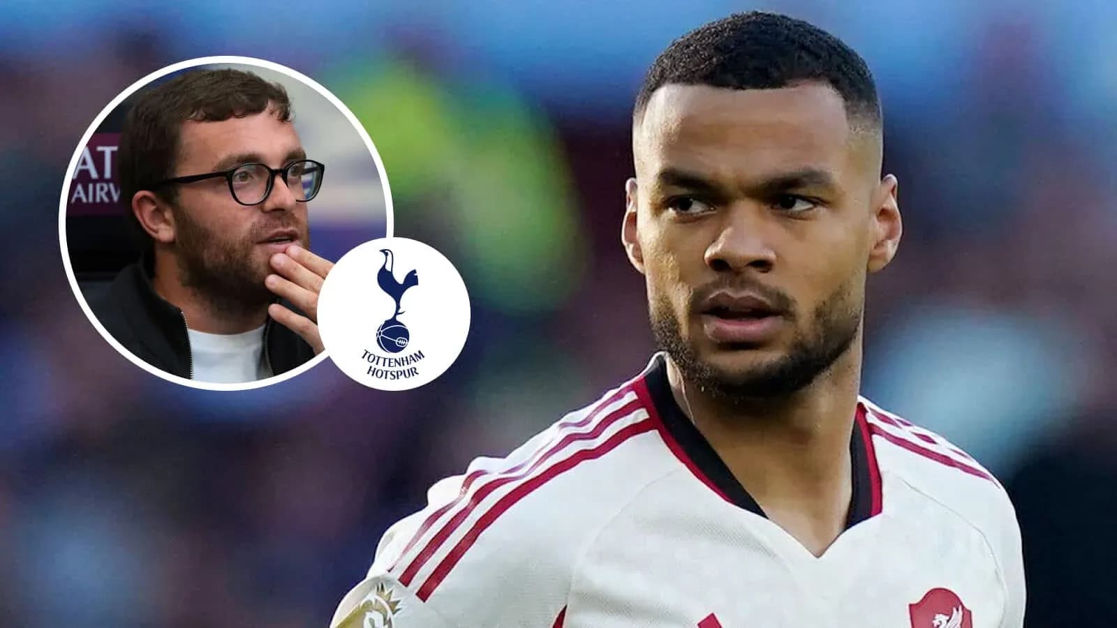 Futbolchi maydonda, Tottenham logotipi ko'rsatilgan Futbolchi maydonda, Tottenham logotipi ko'rsatilgan