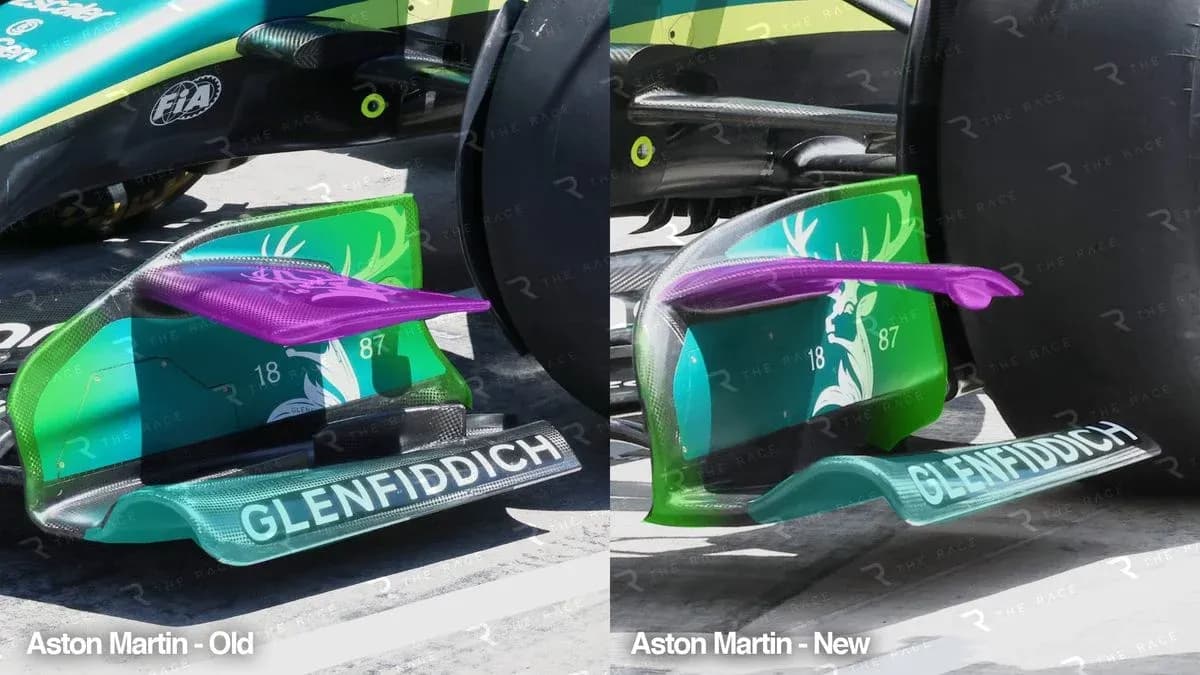 Aston Martin car rear wing comparison, old vs new Aston Martin car rear wing comparison, old vs new