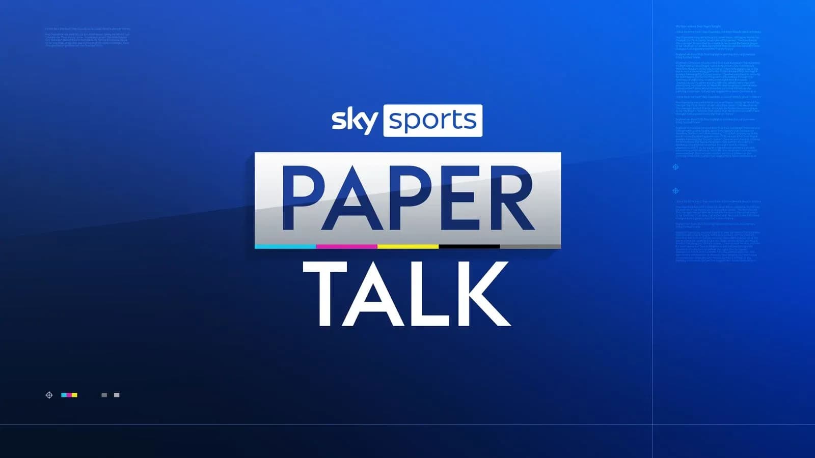 Sky Sports Paper Talk logo on blue background Sky Sports Paper Talk logo on blue background