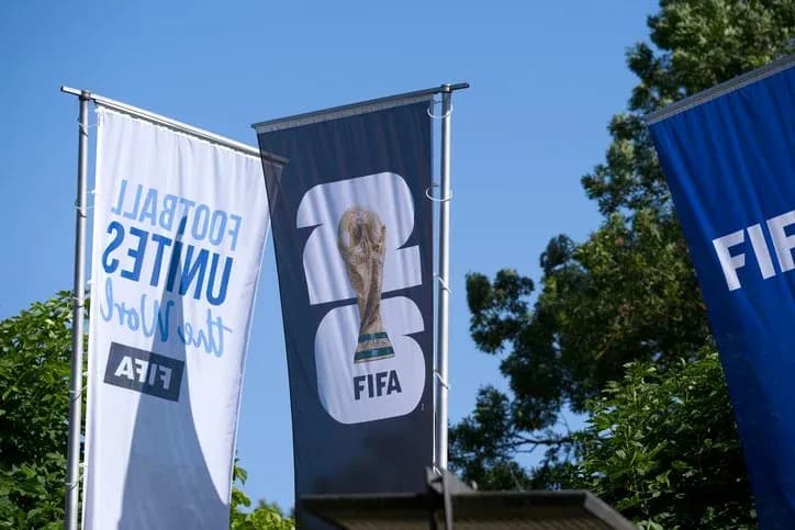 FIFA World Cup trophy displayed on banners FIFA World Cup trophy displayed on banners