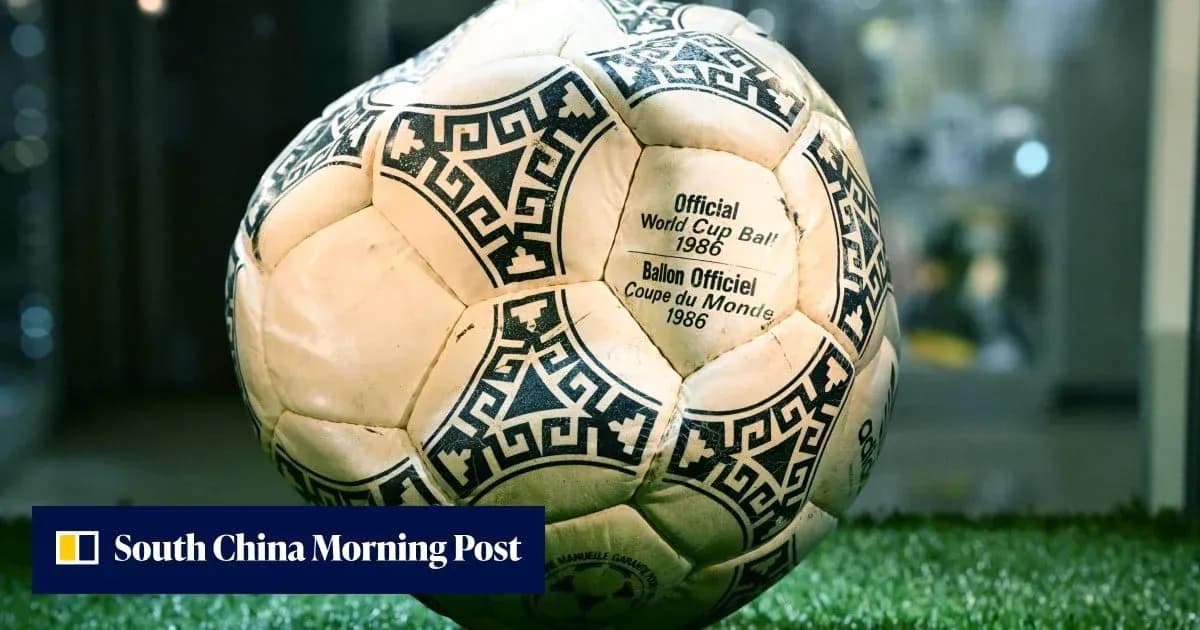 1986 World Cup official match ball on display 1986 World Cup official match ball on display