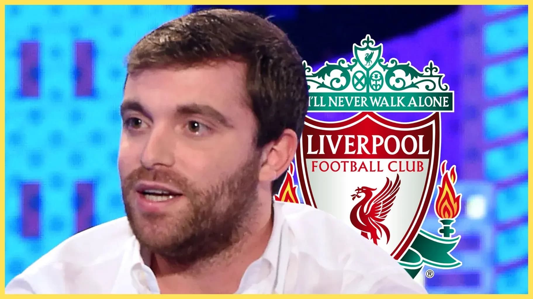 Analyst discussing Liverpool Football Club on television Analyst discussing Liverpool Football Club on television