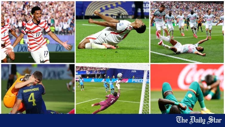 Players celebrating goals and intense match moments Players celebrating goals and intense match moments