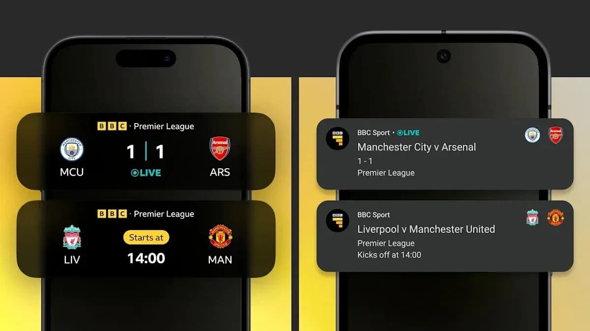 Premier League match updates on mobile screen Premier League match updates on mobile screen