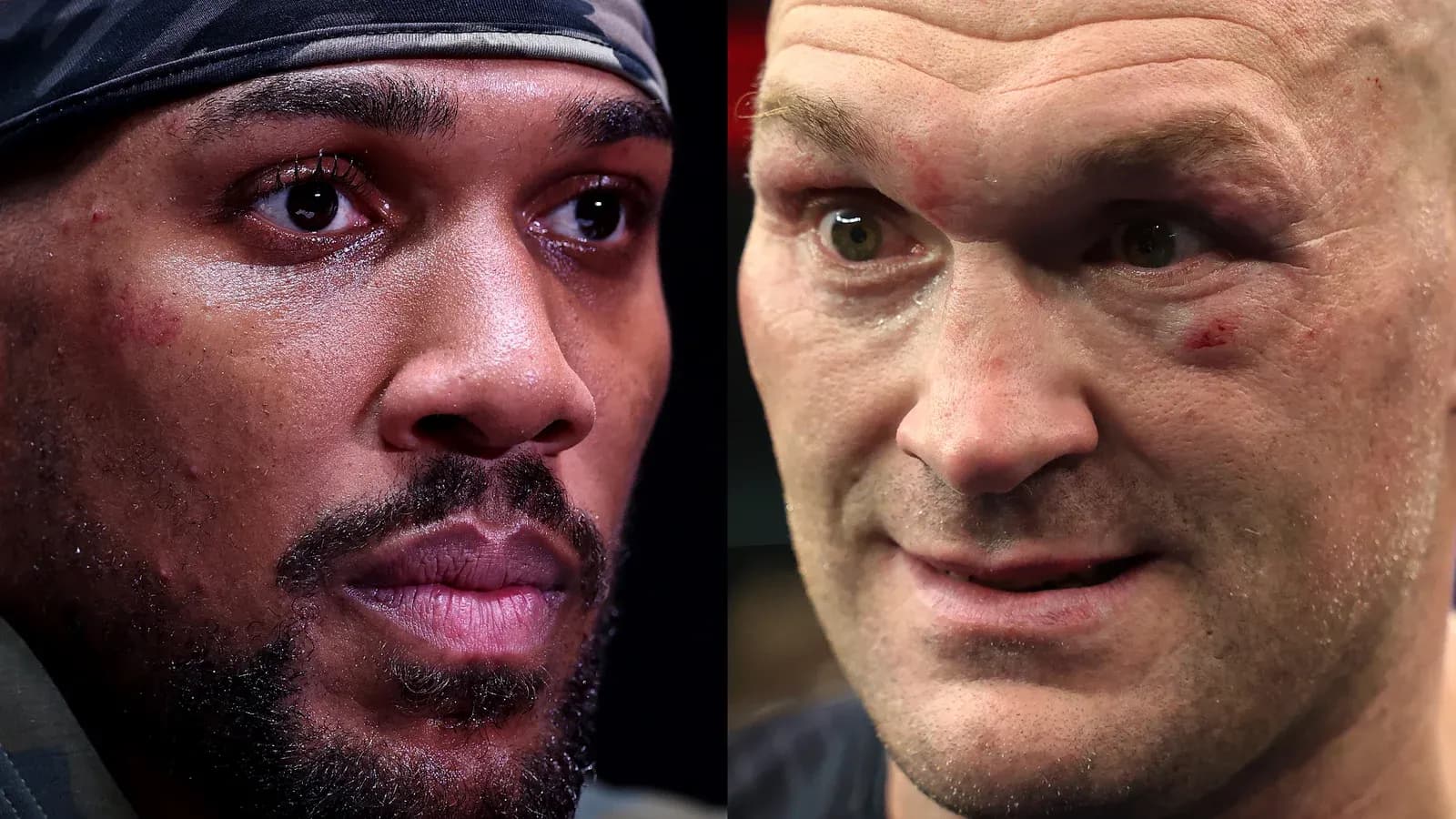 Boxers face-off, showcasing intense expressions Boxers face-off, showcasing intense expressions