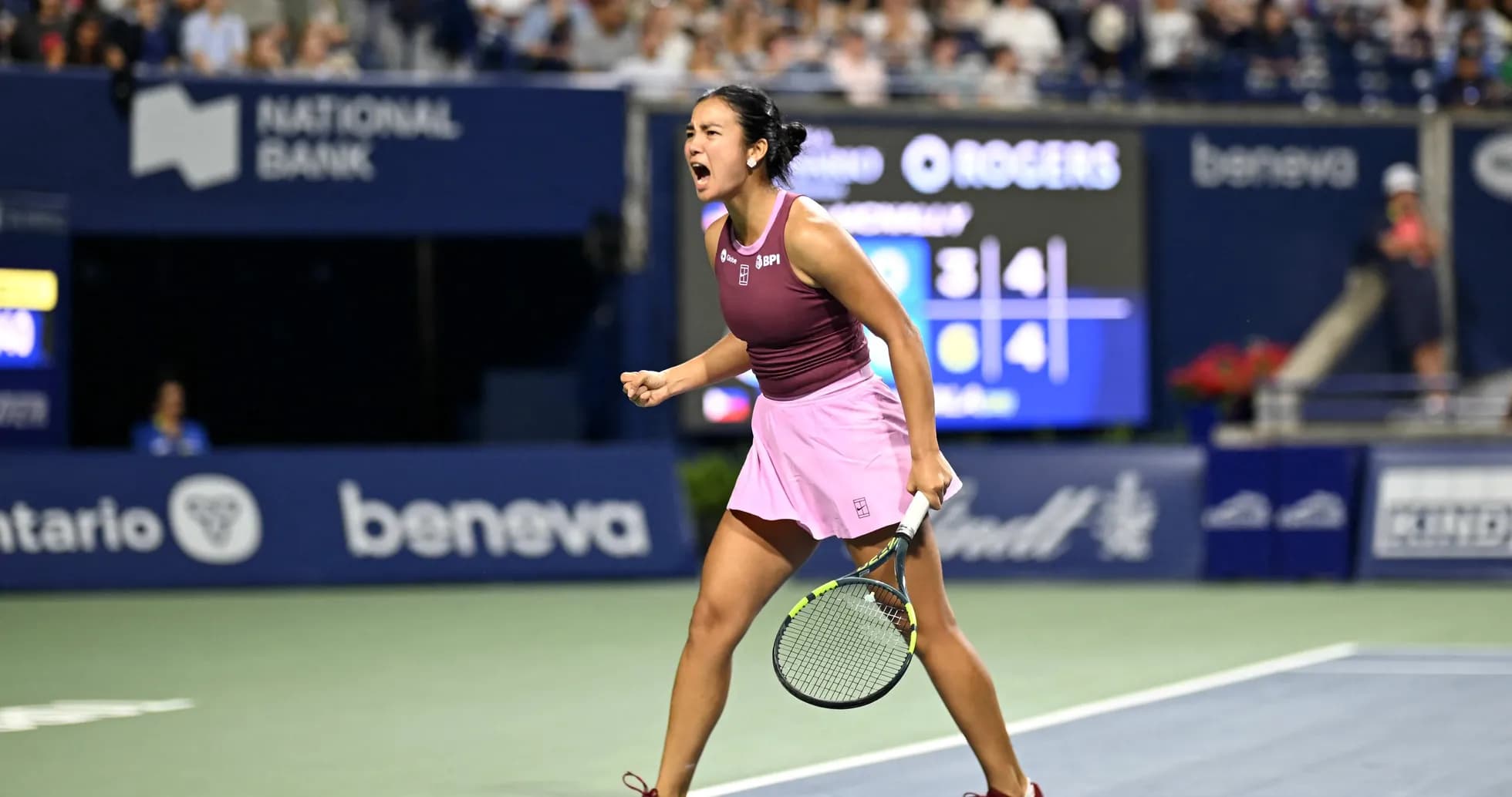 Tennis player celebrating during match at Rogers Cup Tennis player celebrating during match at Rogers Cup