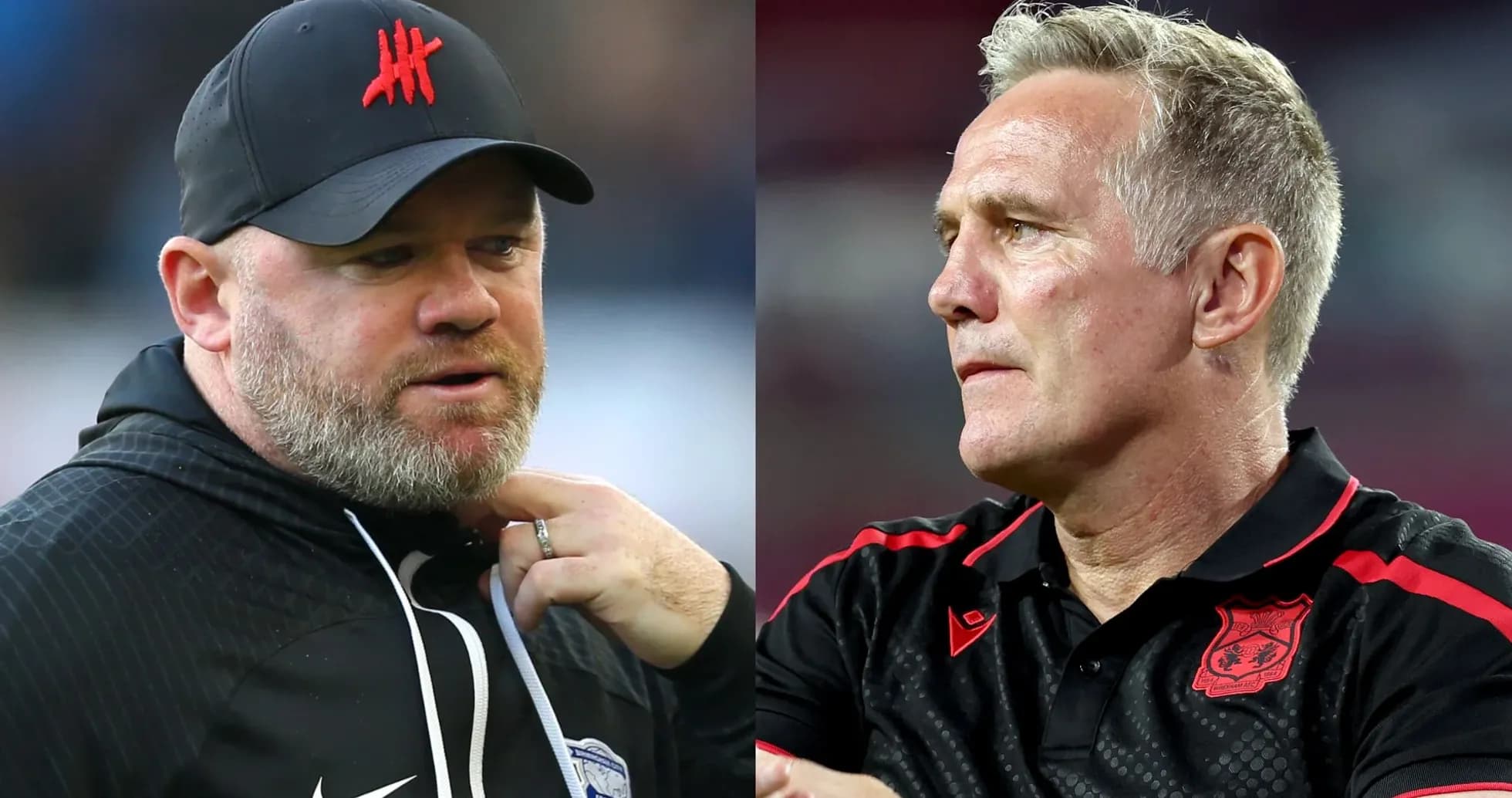Two football managers discussing during match Two football managers discussing during match