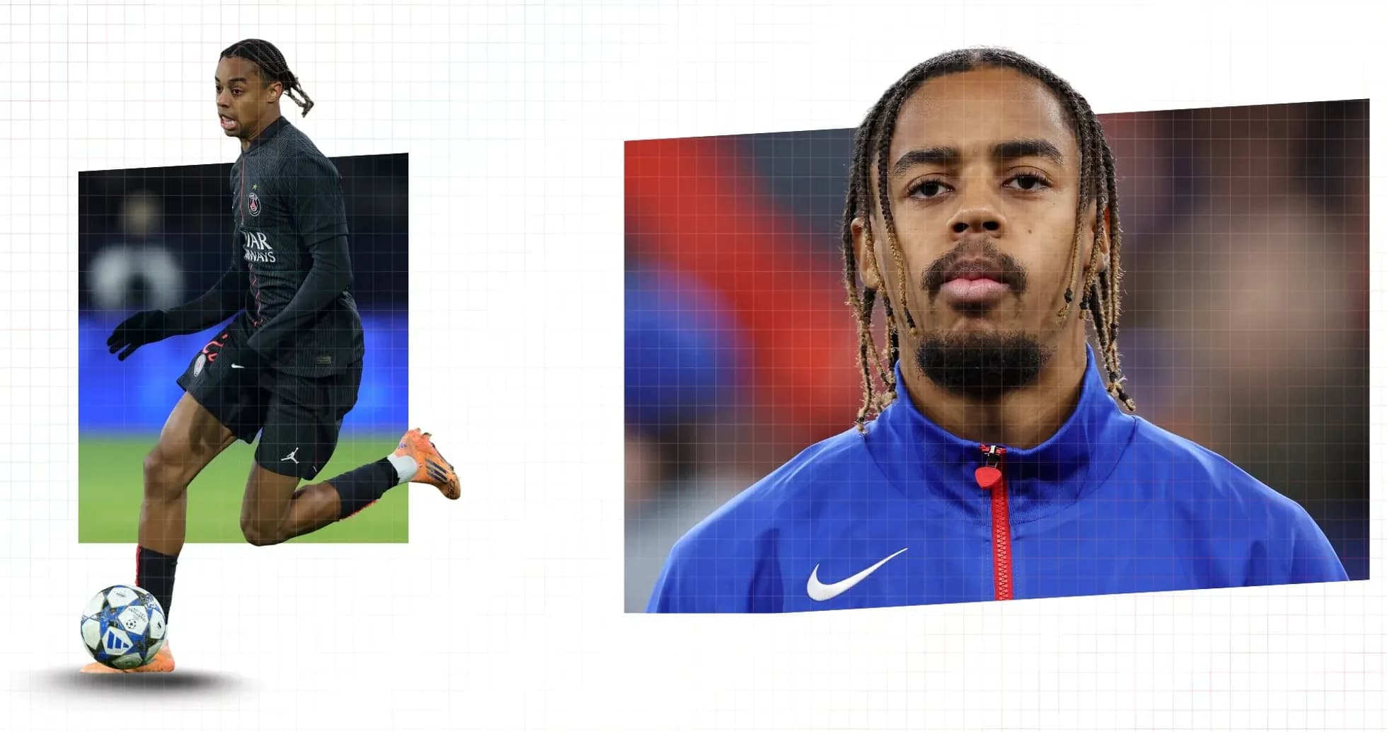 Futbolchi to'pni tepayotgan payti va portret Futbolchi to'pni tepayotgan payti va portret