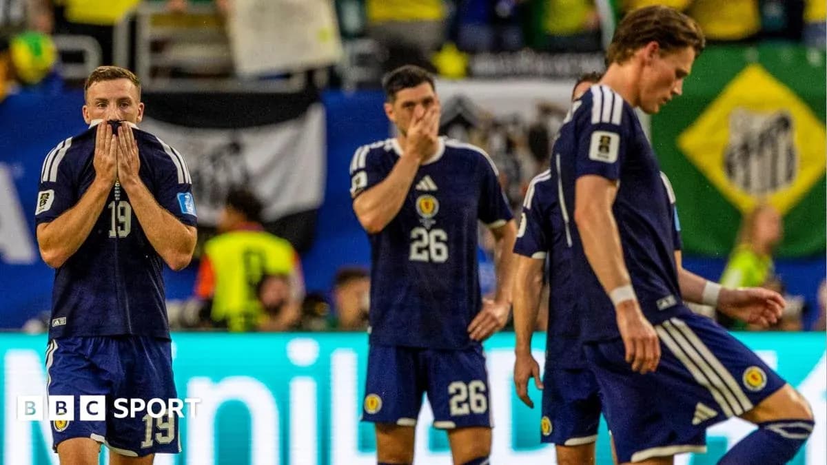 Scotland players showing disappointment after match Scotland players showing disappointment after match