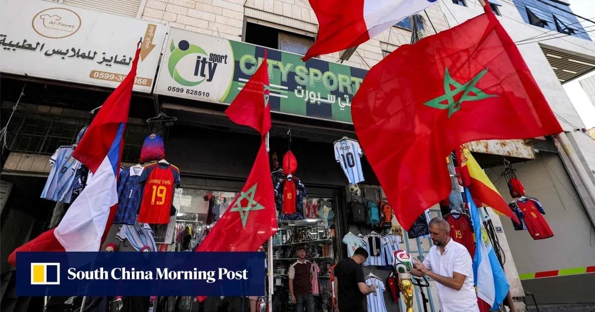 Shopfront displaying sports jerseys and flags Shopfront displaying sports jerseys and flags