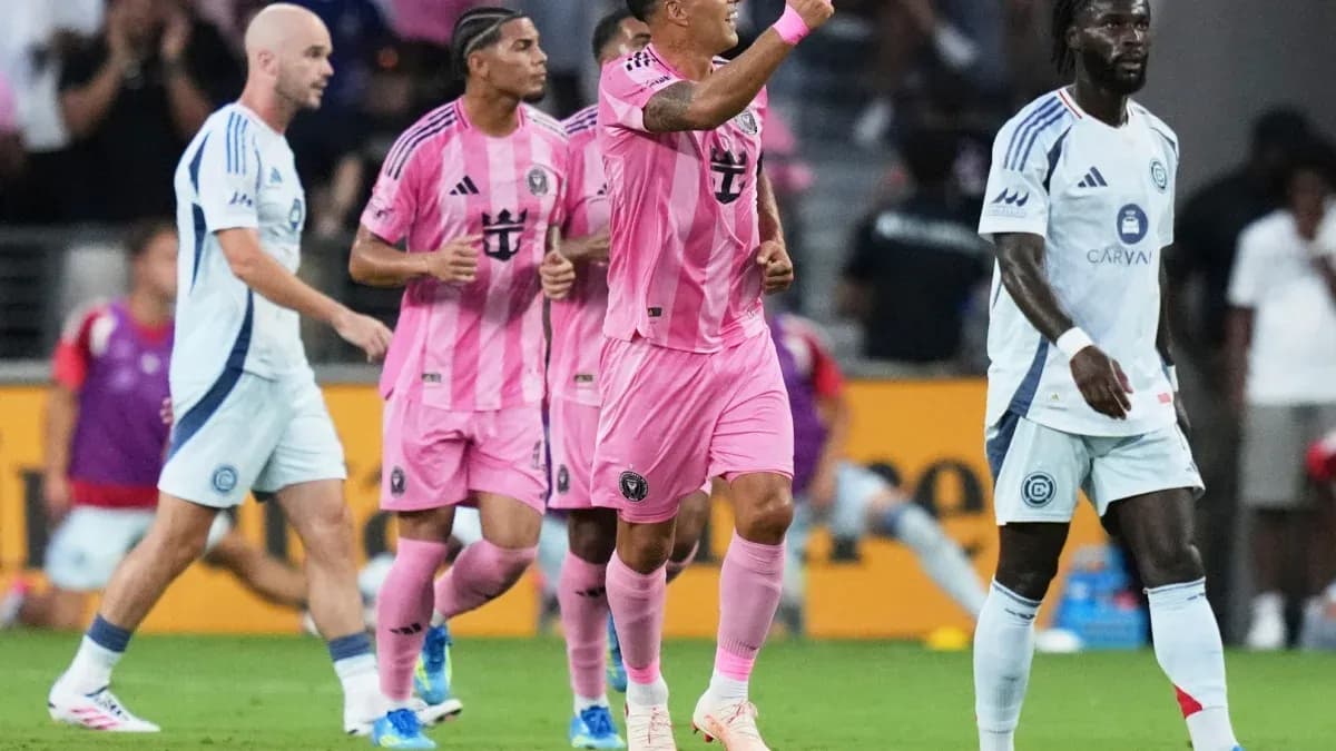 Miami players celebrating a goal during match Miami players celebrating a goal during match