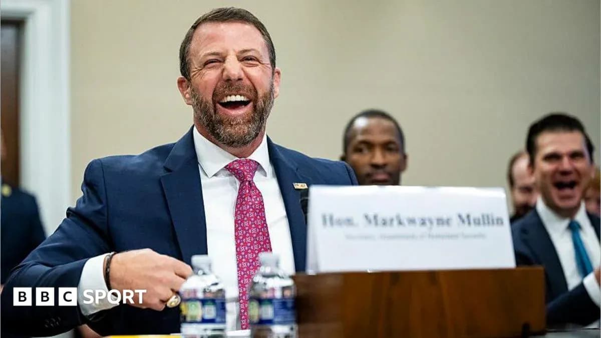 Markwayne Mullin laughing during congressional hearing Markwayne Mullin laughing during congressional hearing