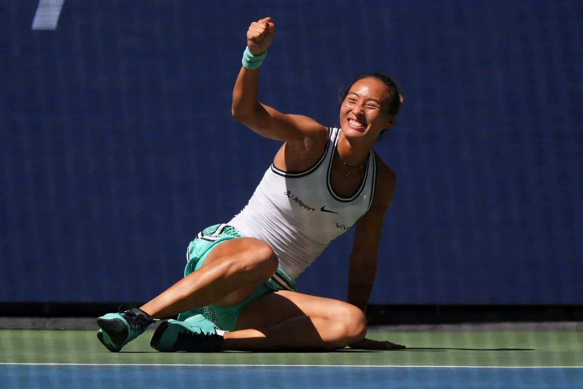 Tennis player celebrating after winning a point Tennis player celebrating after winning a point