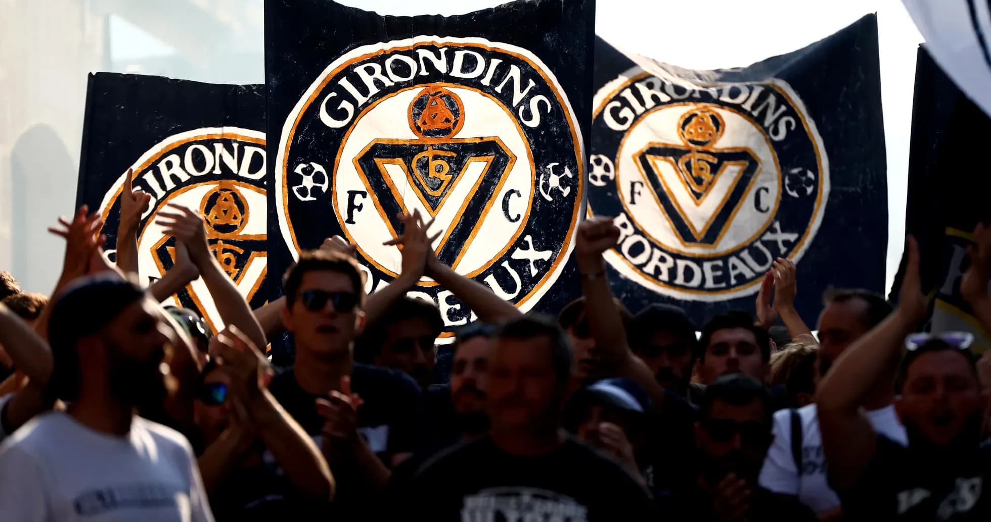 Girondins de Bordeaux fans holding large banners Girondins de Bordeaux fans holding large banners