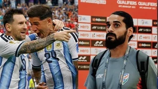 Messi celebrating with teammate, player at press conference Messi celebrating with teammate, player at press conference