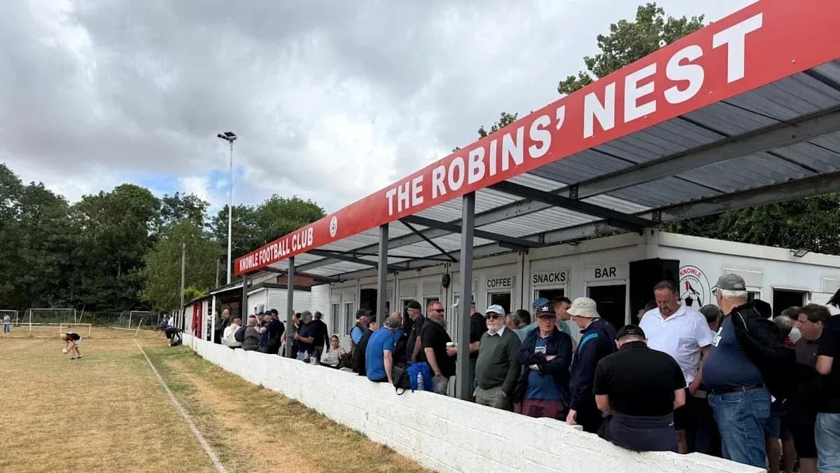 Fans gathered at Knowle Football Club's Robins' Nest Fans gathered at Knowle Football Club's Robins' Nest
