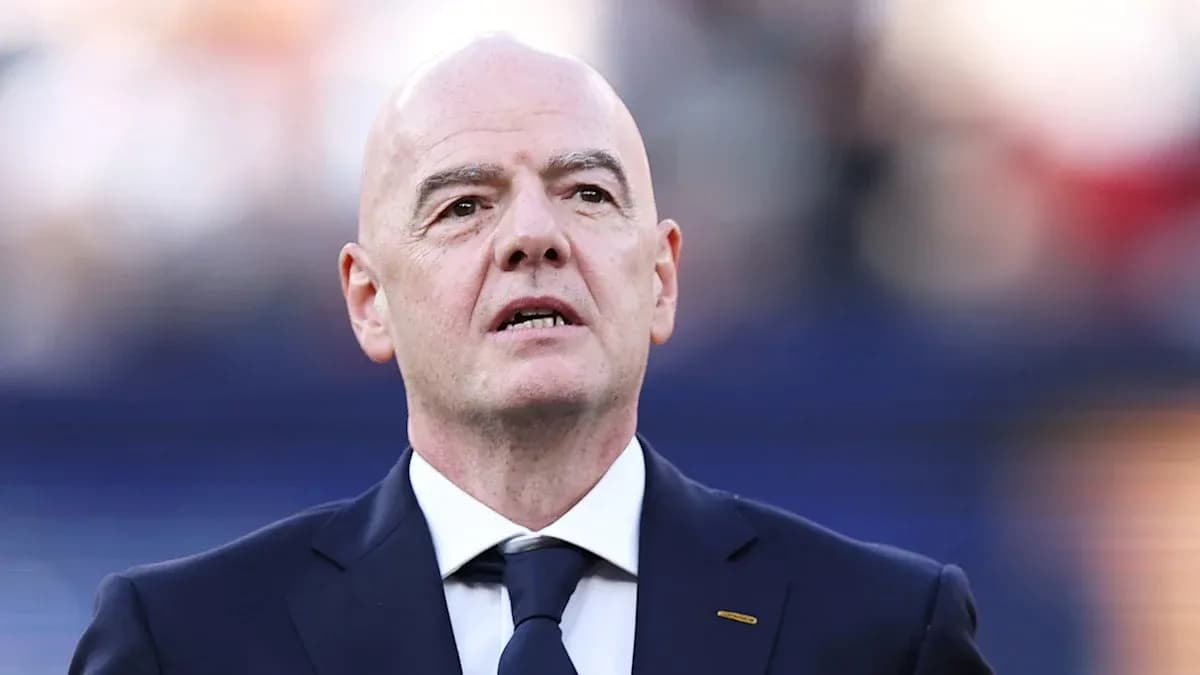 FIFA president speaking at an event FIFA president speaking at an event