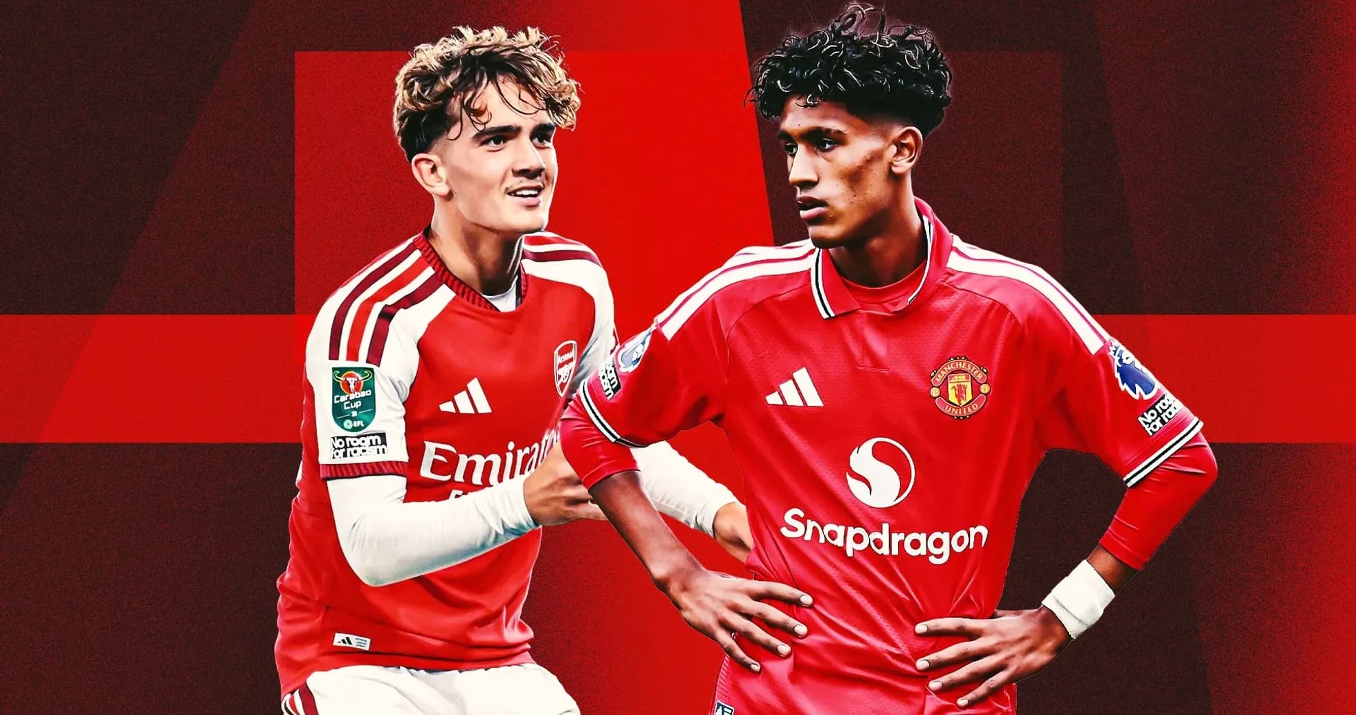 Arsenal and Manchester United players in team jerseys Arsenal and Manchester United players in team jerseys
