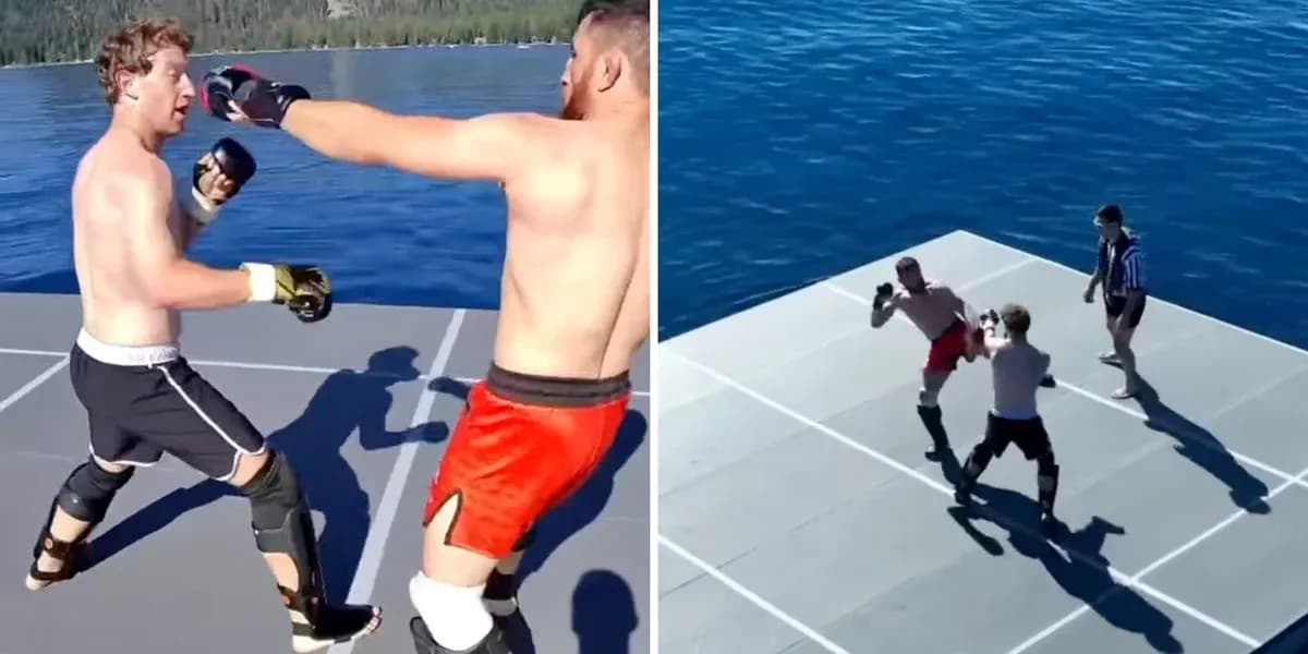 Duel between two fighters on floating platform Duel between two fighters on floating platform