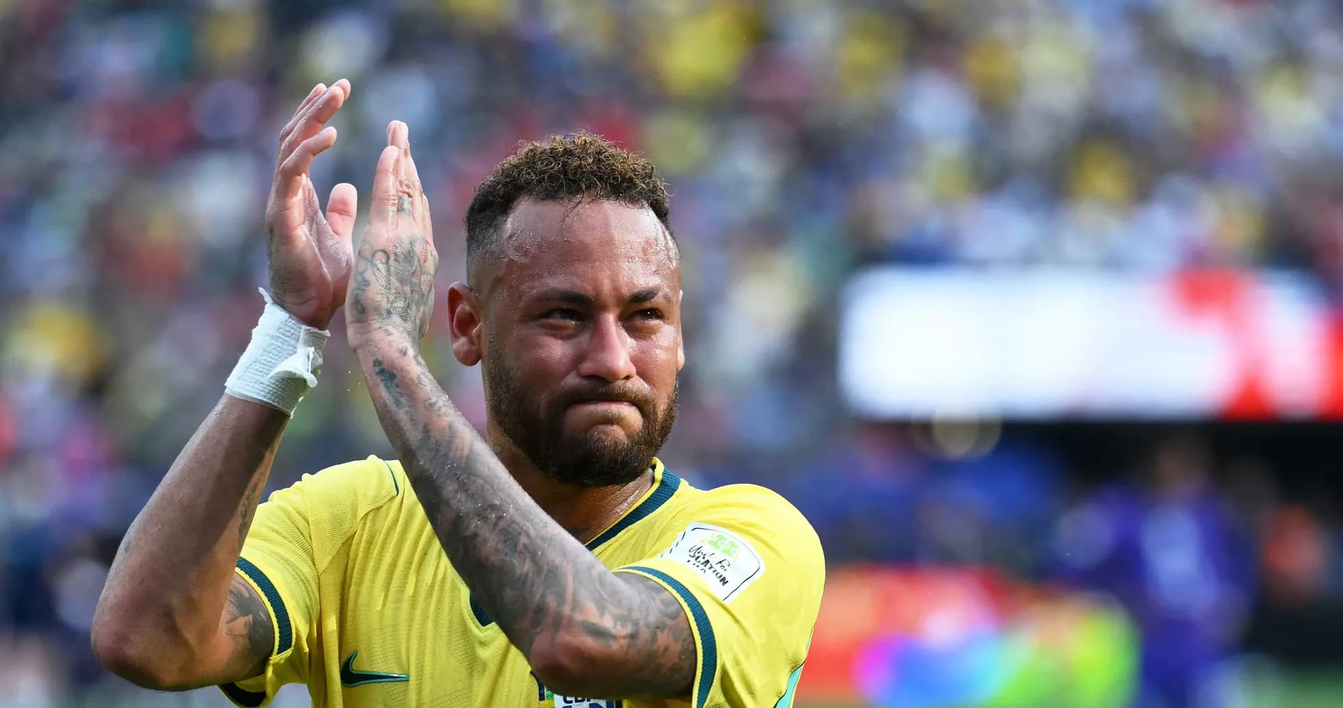 Neymar applauding fans after a match Neymar applauding fans after a match