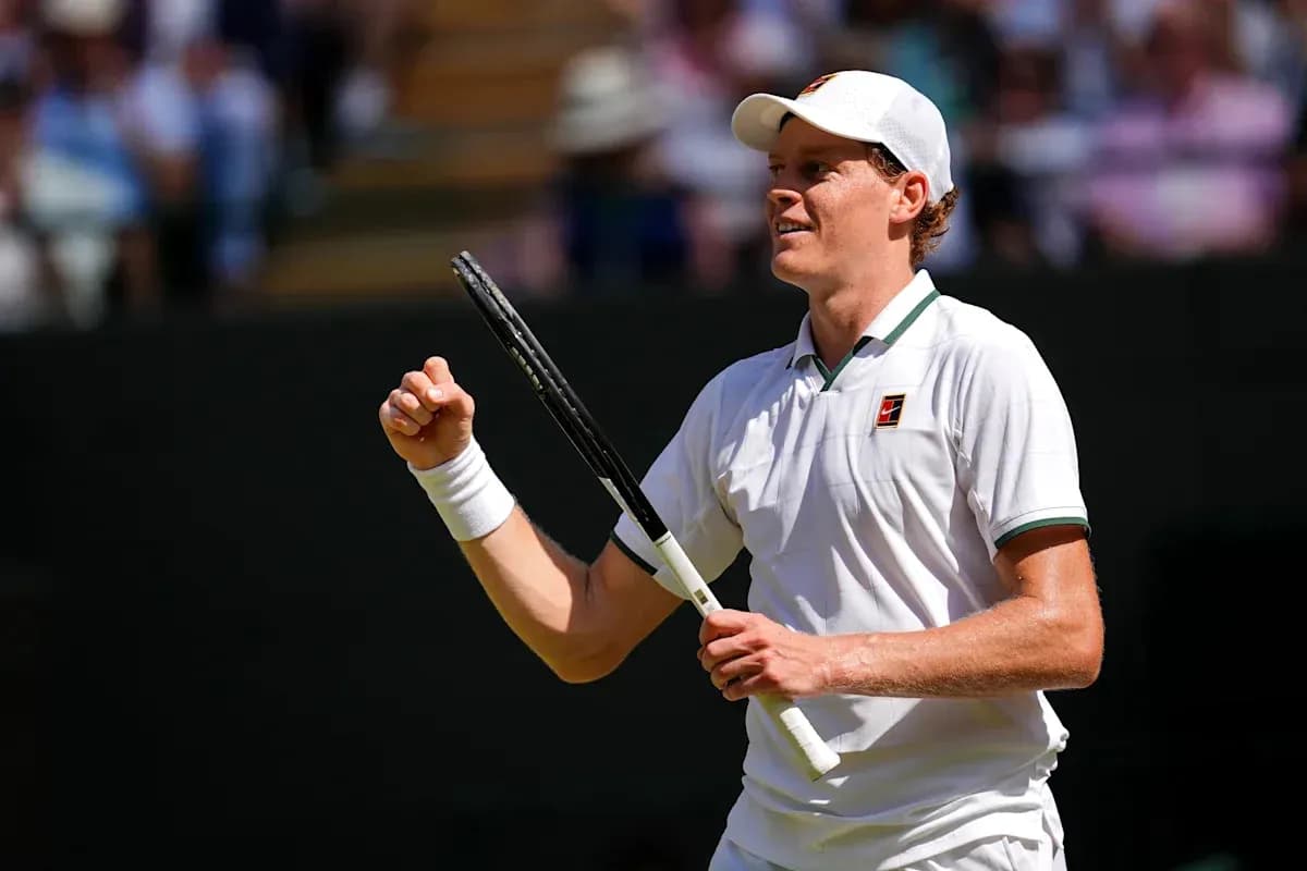 Tennis player celebrating during a match at Wimbledon Tennis player celebrating during a match at Wimbledon