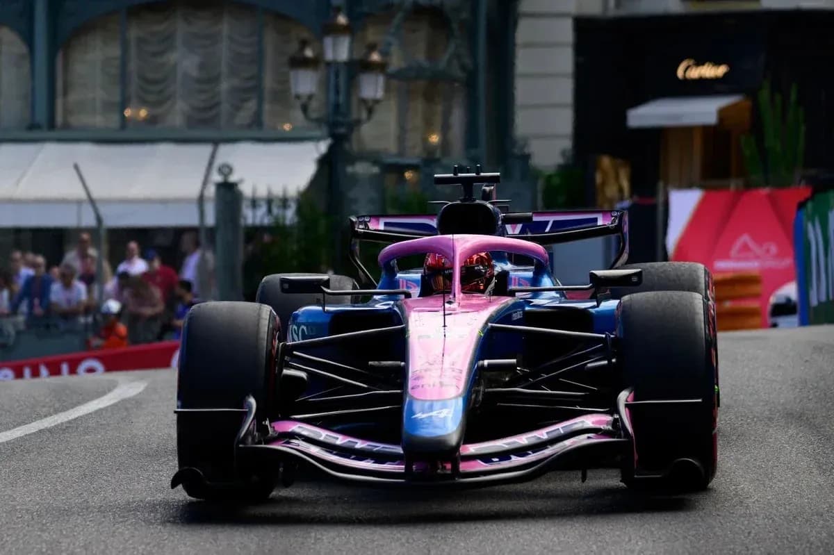 Formula 1 car racing on city street circuit Formula 1 car racing on city street circuit