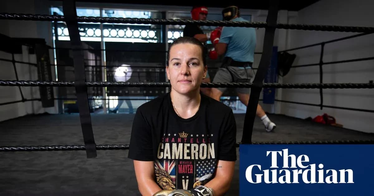 Chantelle Cameron seated in boxing ring during training Chantelle Cameron seated in boxing ring during training