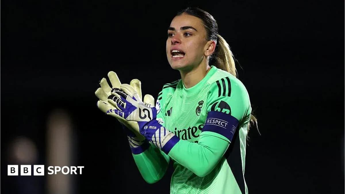 Real Madrid goalkeeper directing teammates during match Real Madrid goalkeeper directing teammates during match
