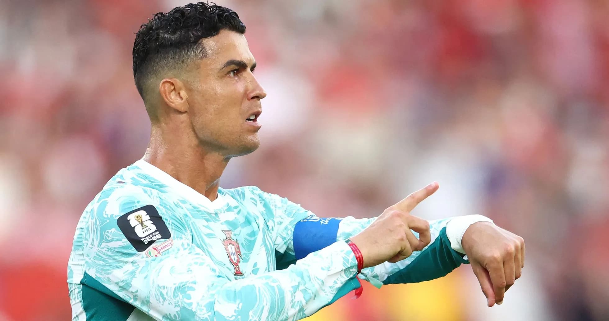 Cristiano Ronaldo gesturing during match for Portugal Cristiano Ronaldo gesturing during match for Portugal