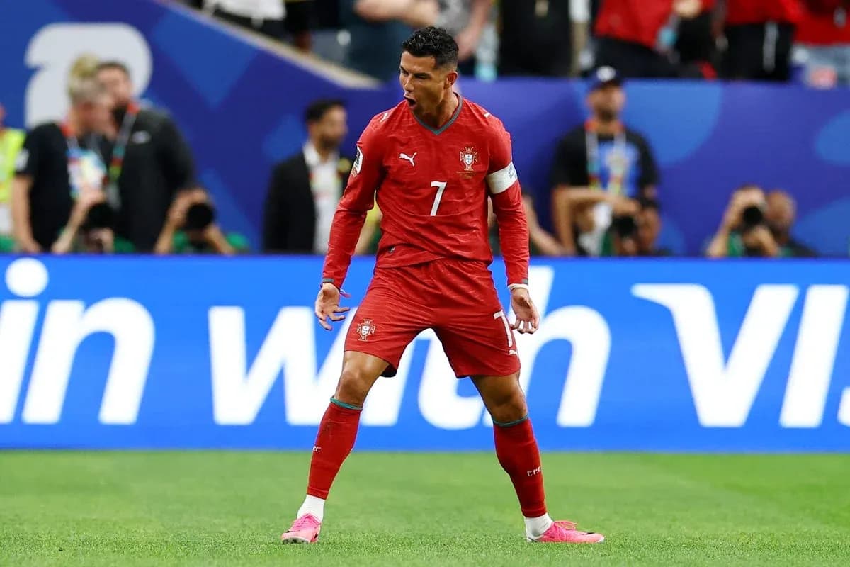 Cristiano Ronaldo celebrating during a match Cristiano Ronaldo celebrating during a match