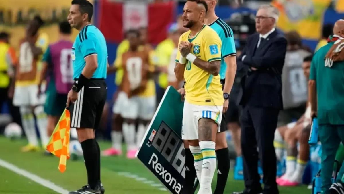 Neymar waiting to enter match with substitution board Neymar waiting to enter match with substitution board