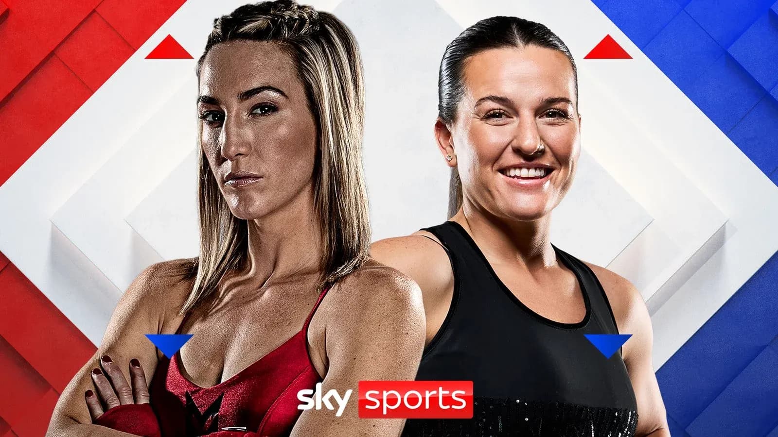 Two female fighters posing for a match promotion Two female fighters posing for a match promotion