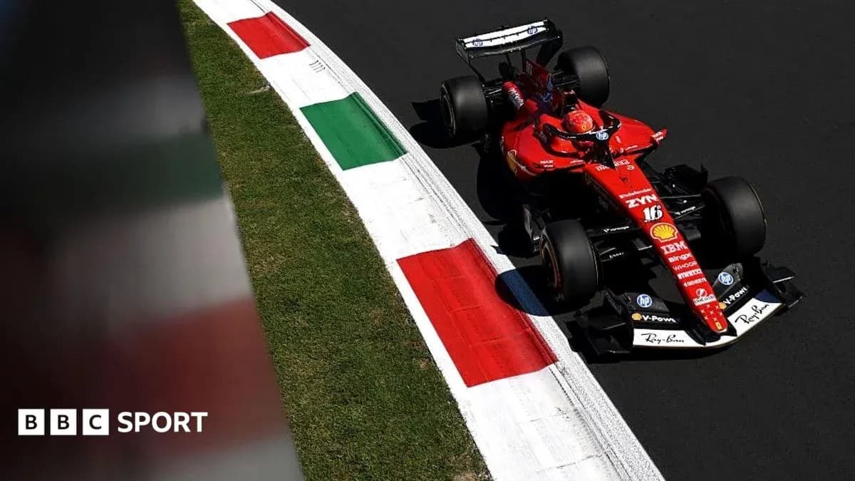 Ferrari Formula 1 car on racetrack corner Ferrari Formula 1 car on racetrack corner