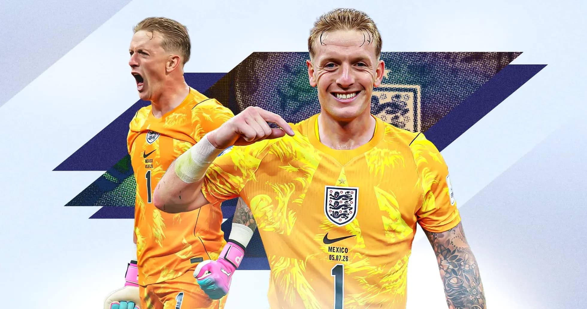 Goalkeeper in yellow kit celebrating and posing Goalkeeper in yellow kit celebrating and posing