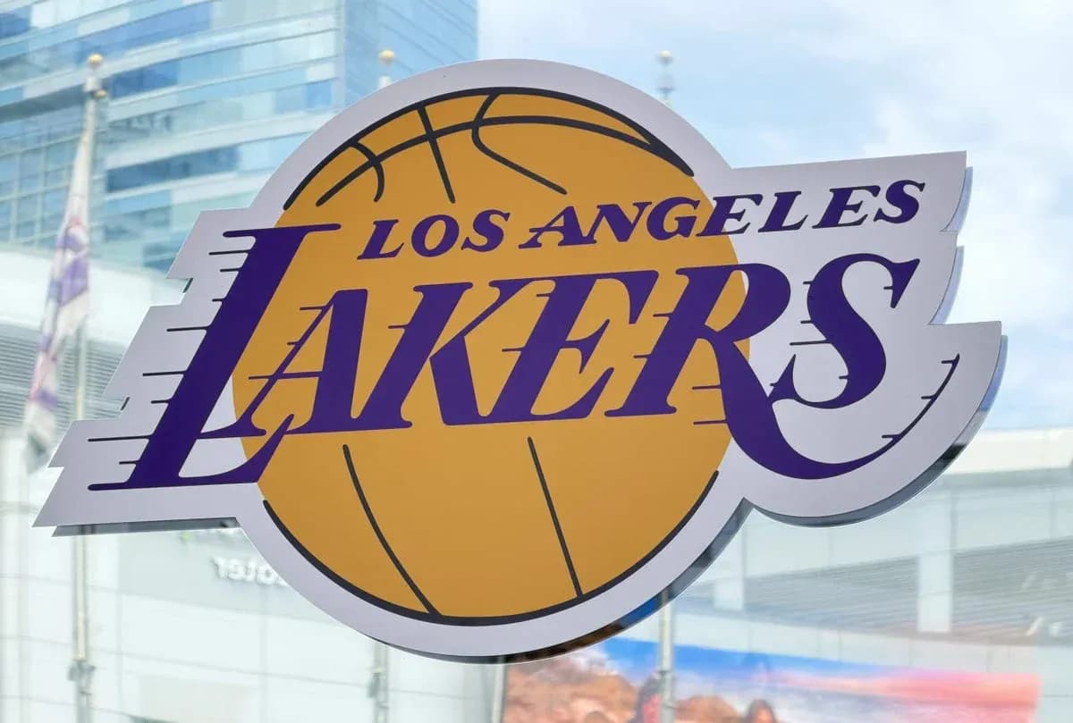 Los Angeles Lakers team logo on window Los Angeles Lakers team logo on window