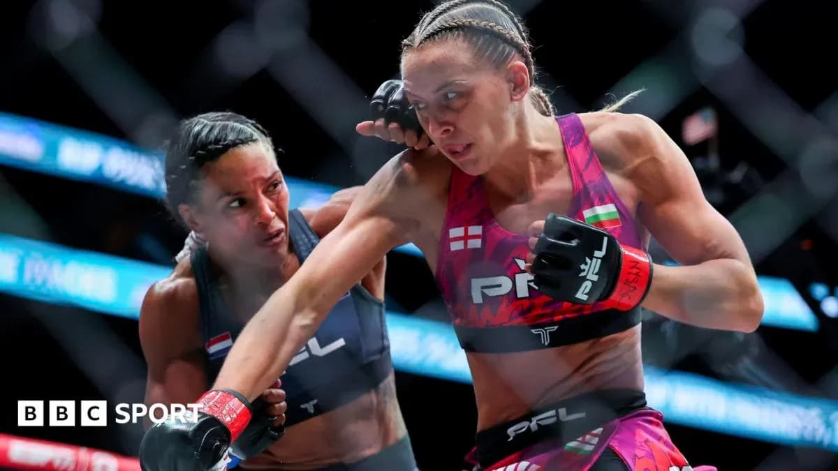 Fighter delivering a punch during PFL match Fighter delivering a punch during PFL match