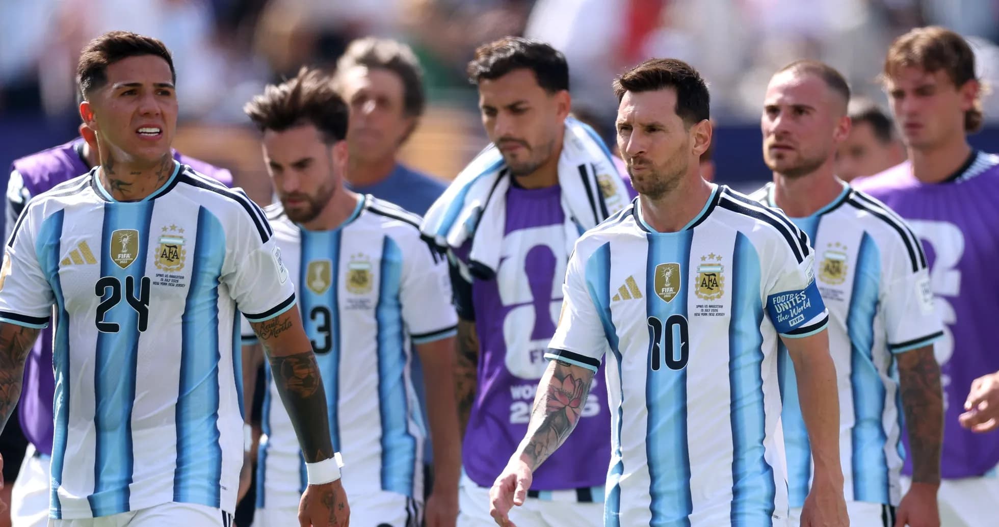 Argentina players walking off the pitch after match Argentina players walking off the pitch after match