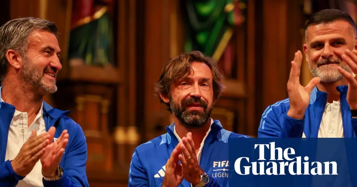 Three FIFA legends at an event, applauding Three FIFA legends at an event, applauding