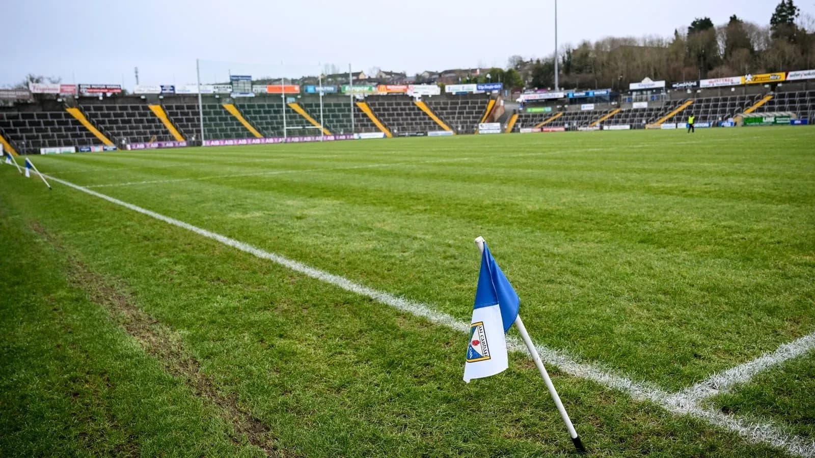Corner flag on a grass football pitch Corner flag on a grass football pitch