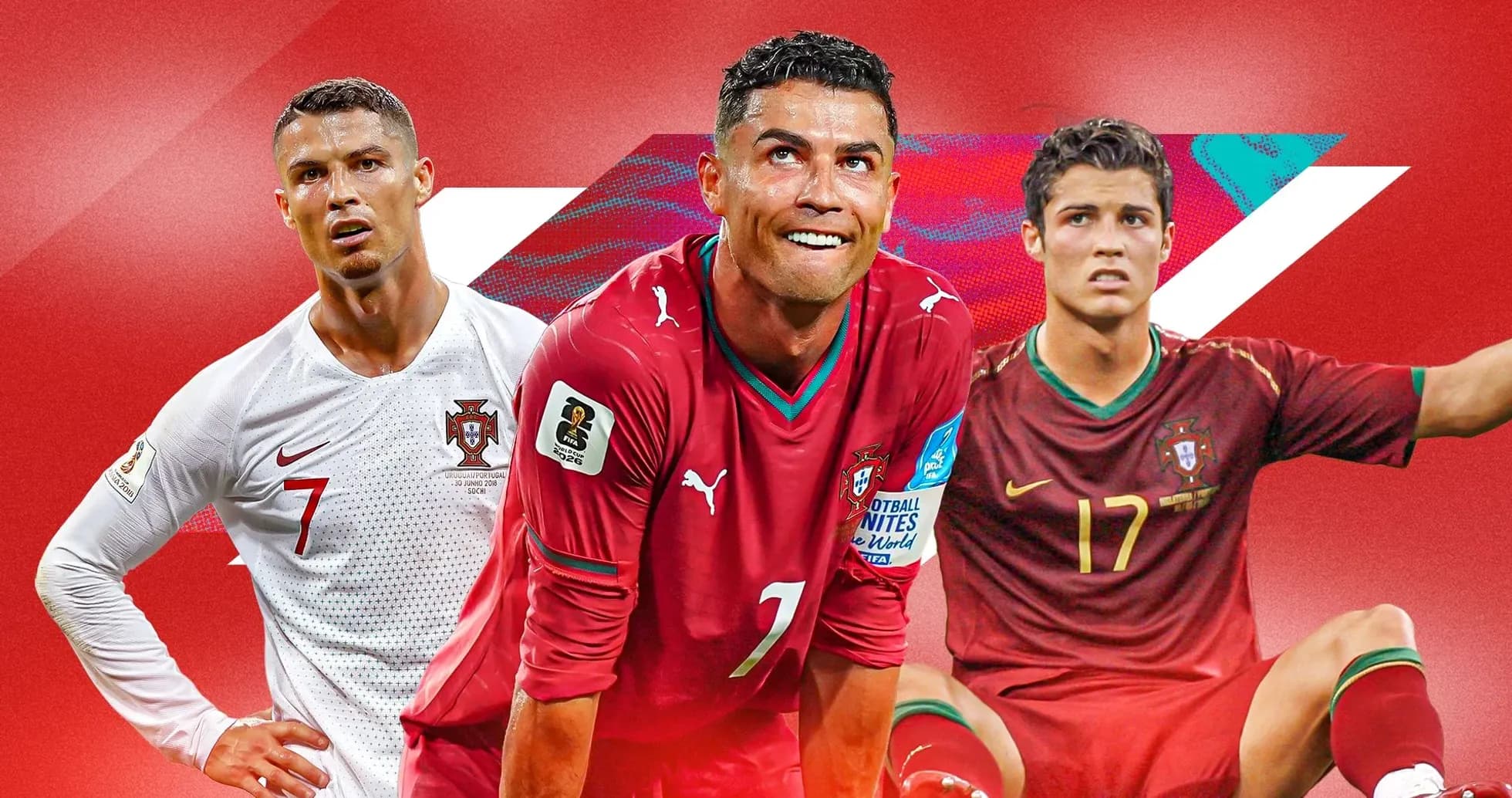 Cristiano Ronaldo in three different Portugal kits Cristiano Ronaldo in three different Portugal kits
