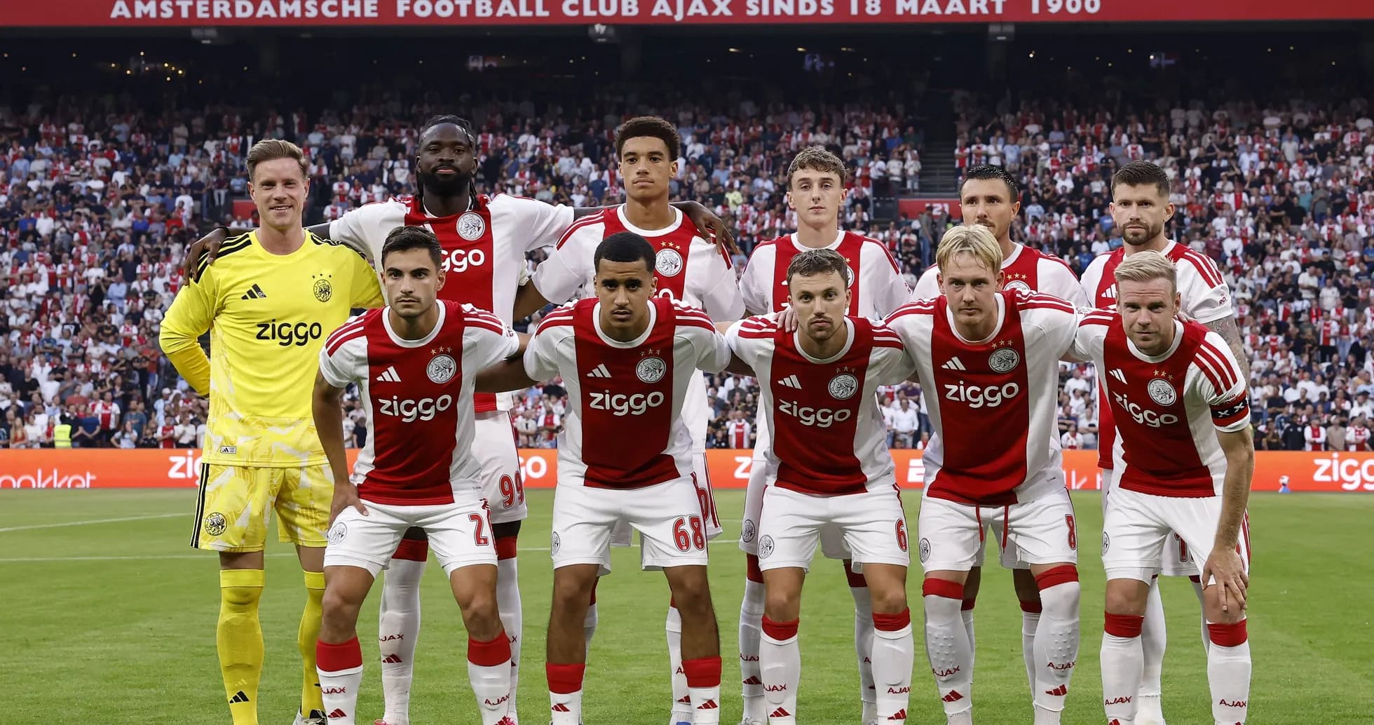 Ajax players posing for team photo before match Ajax players posing for team photo before match