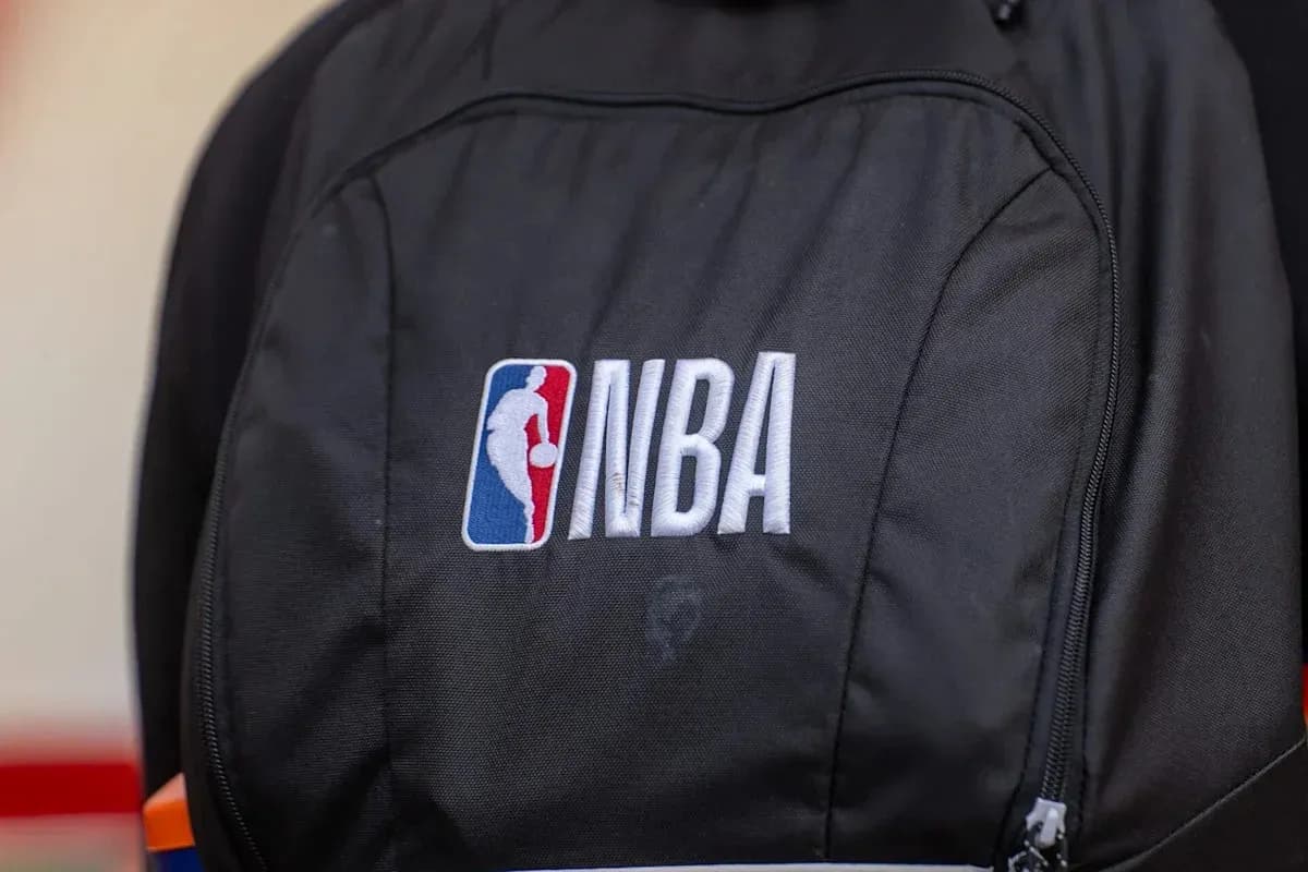 NBA logo on a black backpack NBA logo on a black backpack